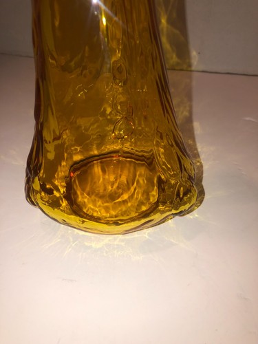 Vintage 12" Bernstein geschwungene Glasvase - Bild 9 von 11