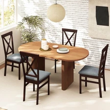 Modern Dining Chairs Set of 2 w/ Rubber Wood Frame Hollowed Backrest for Kitchen