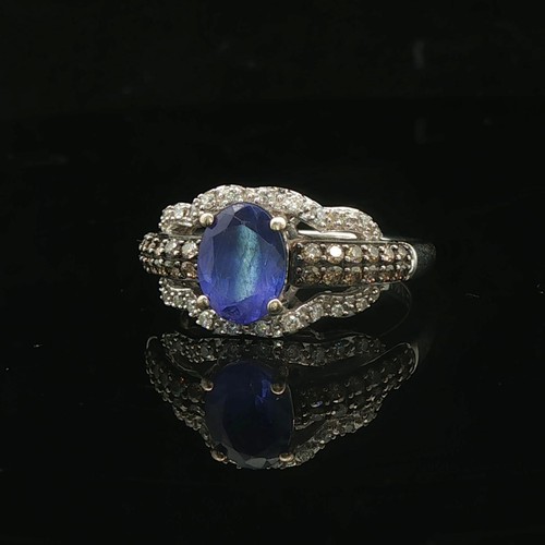 LeVian 14k White Gold Tanzanite and 0.50cttw Diamond Ladies Ring Size 7 - Picture 3 of 8