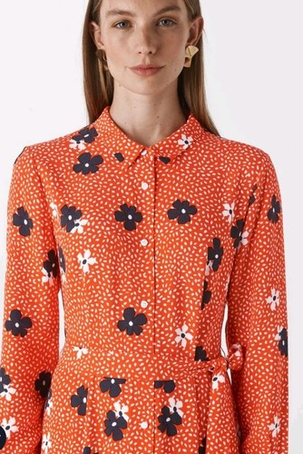 Whistles Red Confetti Floral Midi Shirt Dress Size 12 £165 RRP Viscose VGC - Picture 3 of 6