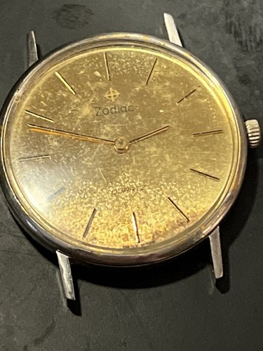 Vintage Zodiac Silver Plated Quartz Watch Not Working! SWISS MADE Had Moisture