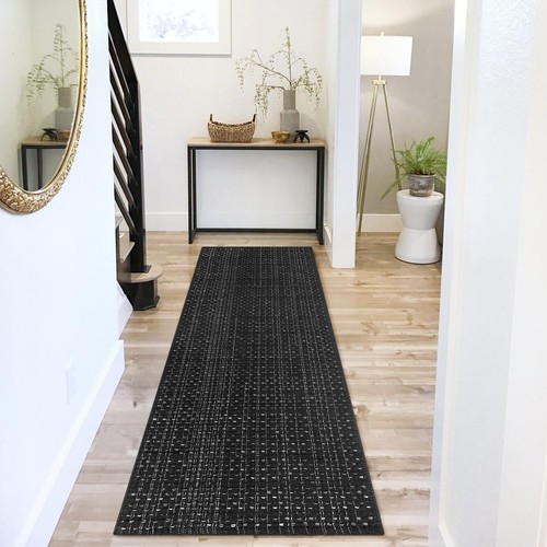 Kitchen Runner Rug 2' x 6', Modern Hand Woven Reversible Bohemian Black and W... - Imagen 3 de 7