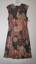 NWT Connected Apparel Geometric A-Line Long Sleeveless Dress Women's Sz 12