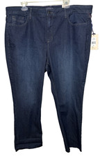 NYDJ Jeans Womens 22W Marilyn Straight Lift Tuck Raw Hem Dark Wash High Rise NWT