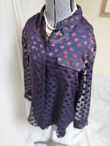 Chico's Top & Tank Größe 12P zweiteiliges Set lila metallic luxuriöser Punktedruck durchsichtig - Bild 10 von 24