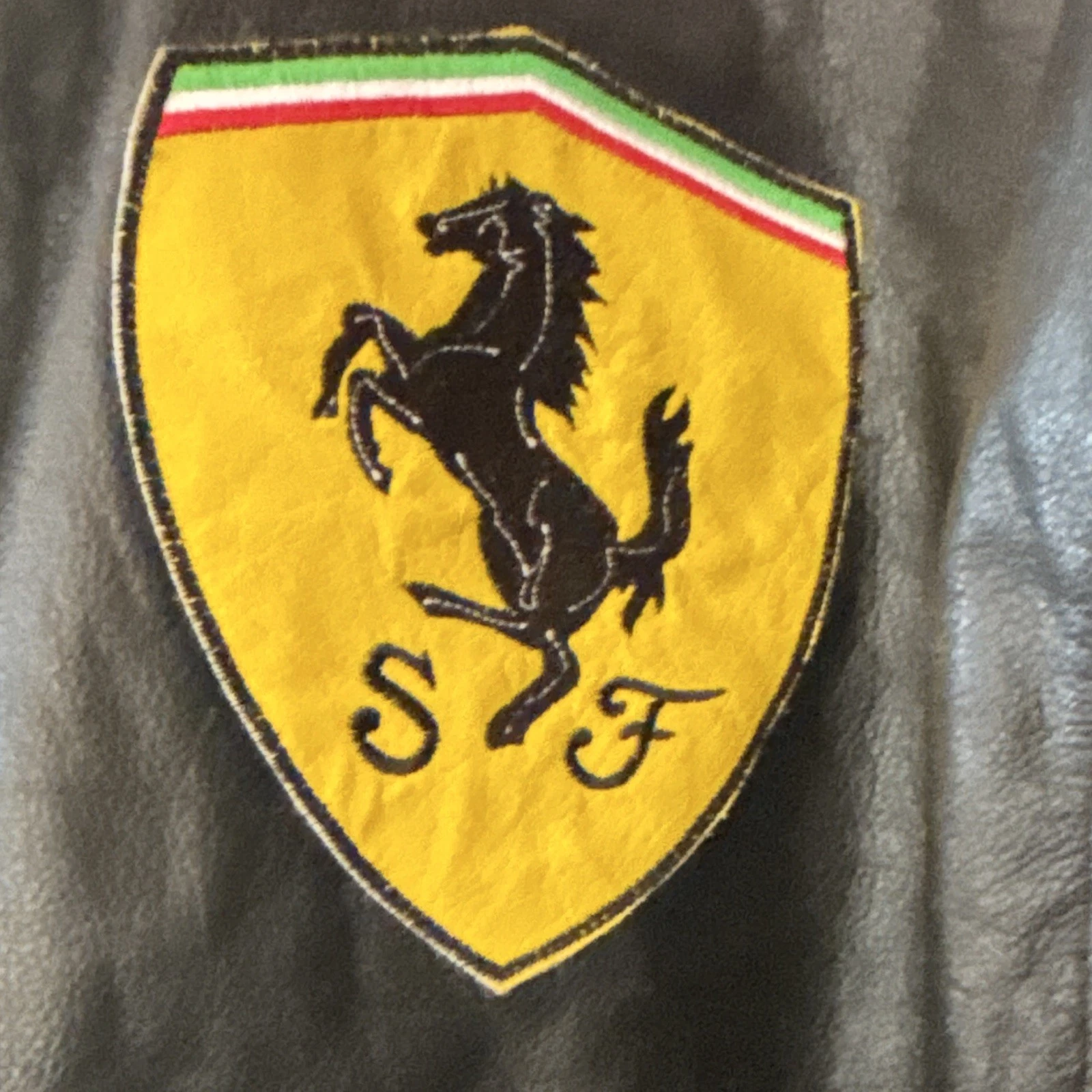 Ferrari Men’s Leather Motorcycle Jacket Full Zip Stand Collar Black Red L image 4