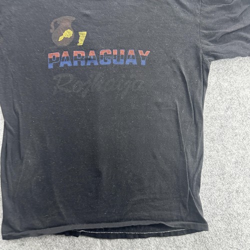 Vintage Paraguay Shirt Mens Medium Black South America Graphic Tourist Tee 90s - Picture 3 of 11