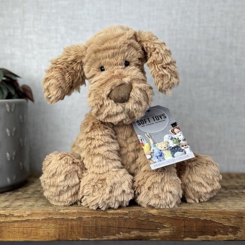 Jellycat Fuddlewuddle Welpe Medium - hellbraun beige Stofftier Hund 8 Zoll