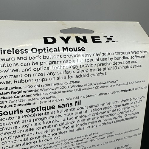 Dynex Wireless Optical Mouse (Model DX-WLMSE) BRAND NEW FACTORY SEALED! - Afbeelding 6 van 7