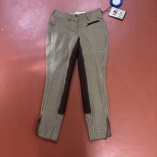 Goode Rider Pro Rider Full Seat Breeches Brown Houndstooth Women's Size 30R
