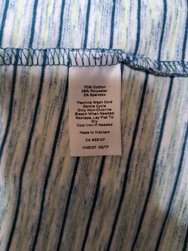 T by Talbots Strickjacke Gr. M türkis weiß gestreift offen Jersey Strick Taschen Stretch - Bild 5 von 5
