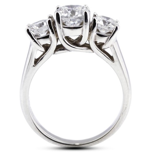3 1/2ct D VVS2 Round Natural Certified Diamonds 18k Classic Three Stone Ring - Picture 9 of 16