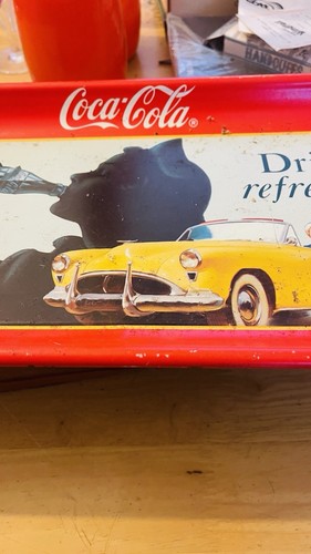 1990 Reproducción de Bandeja Coca Cola 1957 "Drive Refreshed" 19"x8,5"x1" - Imagen 5 de 7