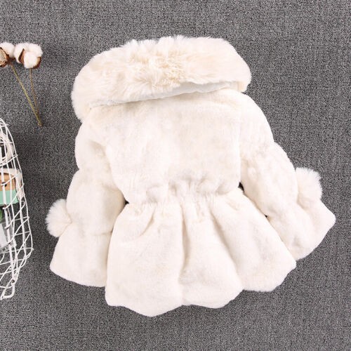 UK Kids Faux Fur Baby Thick Parka Girl Warm Coat Jacket Coat Outerwear Children - Picture 31 of 34