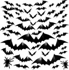 150 Pcs Bat Halloween Decorations: Magicsky 3D PVC Stickers Wall Black