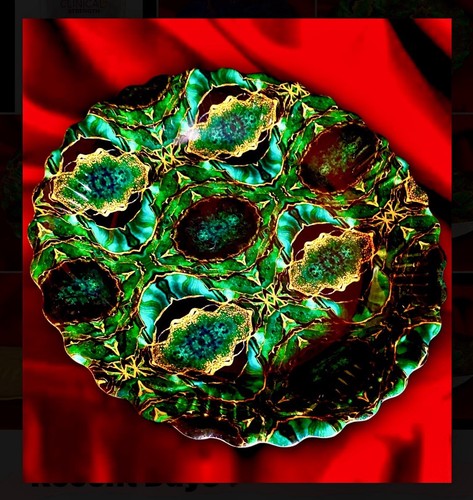 15” Decorative Round Platter Marbled Abstract Art 1.5”deep (emerald green/gold) - Picture 4 of 24