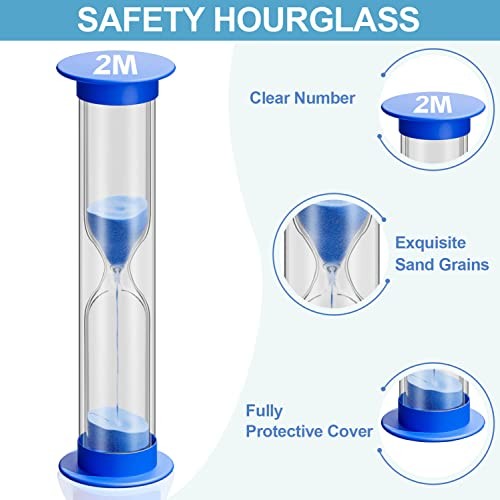 2 Minute Sand Timer for Kids, Unbreakable Acrylic Hourglass Sand Clock, Small - Picture 2 of 7
