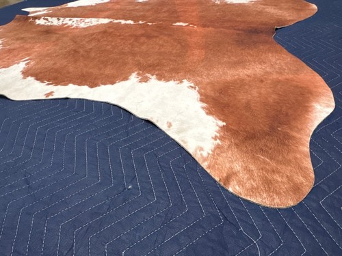 Area Rugs Cow Fur Faux Rugs Brown & White 100% Polyester Size 54"x62" - Picture 10 of 15