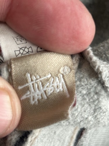 Stussy Stripe Hoodie Gray Full Zip Up Sweatshirt Size L - Picture 6 of 7