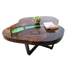 18" Organic Live Edge Wood & Emerald Green Epoxy River Coffee Table