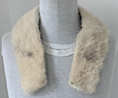 Vintage 1970-80s Genuine Mink Collar Vanilla (Beige) Color 4"x28" GUC - Image 1 of 4