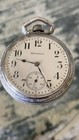 Antique Hampden Metal Base Silver Tone Deco Pocket Watch Not Running