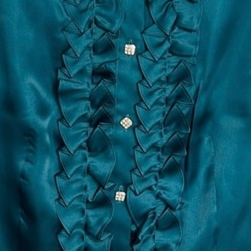 Talbots Y2K Silk Tuxedo Ruffle Button-Down Blouse Womens Size 12W Rhinestone NEW - Picture 3 of 7