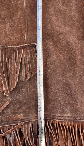 Vintage 70s Pypsa Brown Suede Leather Fringe Jacket Mens 46 Western Hippie Boho - Picture 8 of 9