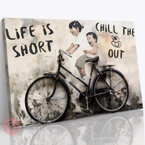 BANKSY STYLE LIFE IS SHORT GRAFFITI ARTE CALLEJERO LIENZO IMAGEN IMPRESIÓN ENMARCADA - Imagen 1 de 8