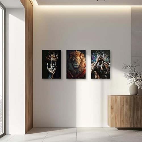 Afroamerikanisches Wandbild Schwarz König Leinwand 3 Stück 12x16 Zollx3 Stck. Braun - Bild 2 von 6