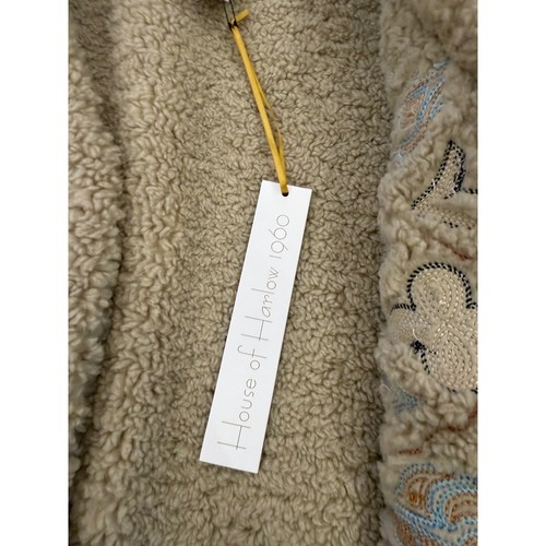NWT House of Harlow 1960 Embroidered Sherpa Trim Vest One Size Boho Chic Brown - Picture 4 of 7