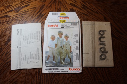Burda 9990 Boys Pants & Vest Child's Sewing Pattern Size 2-8 Uncut - Picture 3 of 3