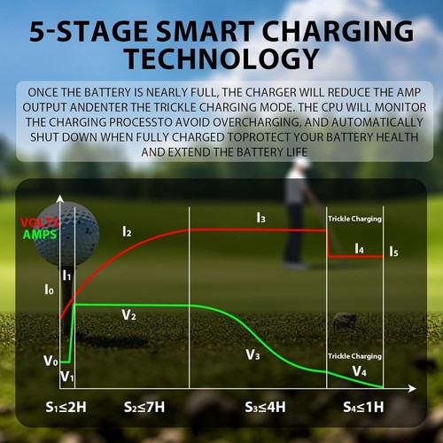 Smart Charger for Golf Carts 15A 48V for Club Car w/ 3-Pin Round Plug - Zdjęcie 7 z 7