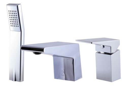 ALFI brand AB2464 Deck Mounted Three Hole Bathroom Tub Filler & Shower Head - 第 12/29 張圖片