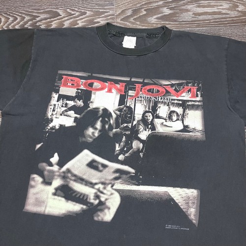 Vintage BON JOVI Crossroad 1995 World Tour Doubleside Print Faded T-shirt size L - Picture 4 of 11