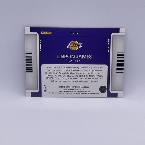 2021-22 Panini Contenders Game Night Ticket LeBron James #17 Los Angeles Lakers - Picture 2 of 3