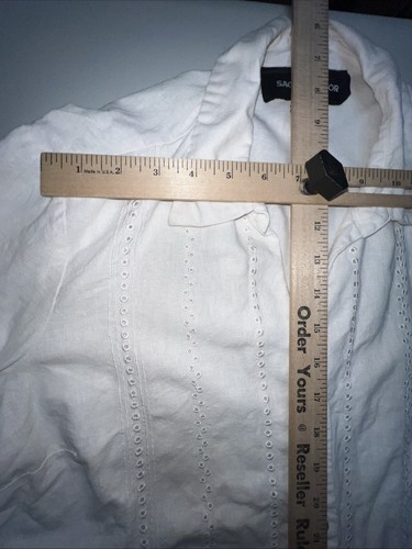 SAG Harbor women’s blouse Medium linen blend 3/4 sleeve button up blush pink - Picture 2 of 14