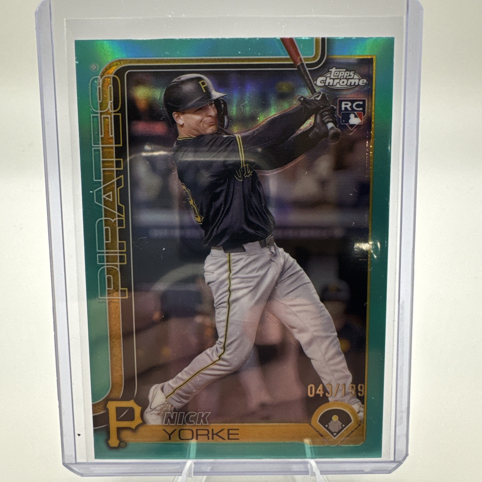 2025 Topps Chrome Nick Yorke RC Aqua Refractor Rookie # /199 Pirates