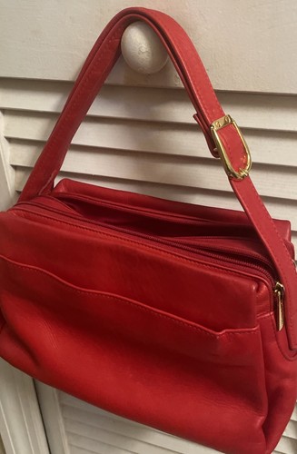 "Bolso organizador de mano de cuero rojo Tignanello 6""x10"" seis compartimentos" - Imagen 5 de 8