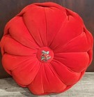 Red Holiday Christmas Round Throw Pillow Velvet Home Decor Pleated Round couch