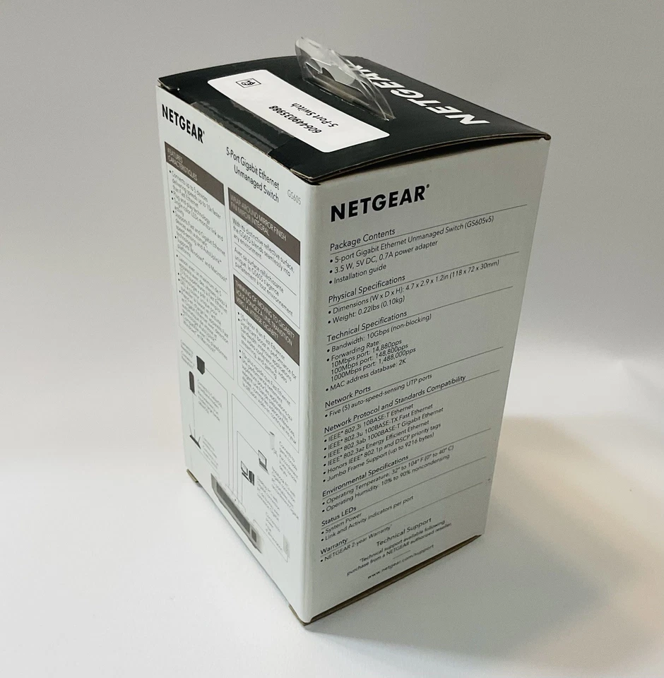 NETGEAR GS605NA 5 Port Gigabit Ethernet Unmanaged Switch - Image 4 of 4