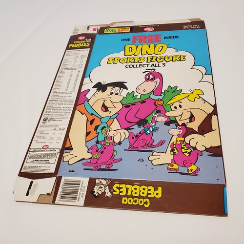Post Cocoa Pebbles Cereal Box Flintstones Hanna Barbera 1989 1993 Dino Figure 05 - Picture 1 of 24