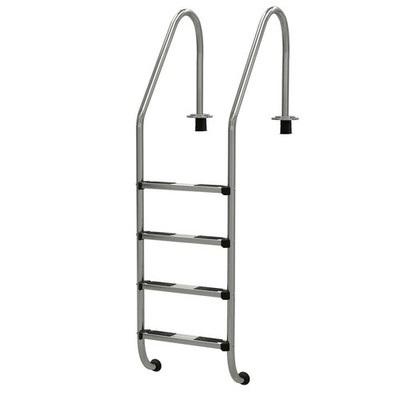 Poolleiter V4A Edelstahl Einbauleiter 4 Stufen weiter Holm eingelassenes Becken