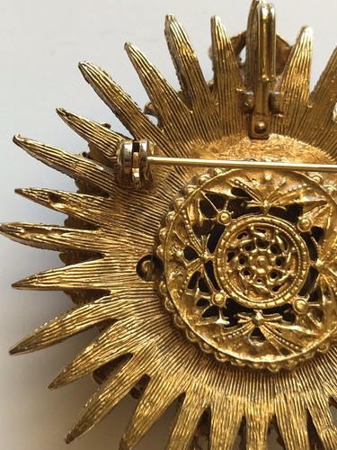 DE COLECCIÓN BROCHE RUSO DOBLE CABEZA ÁGUILAS PERLAS PIEDRA TURQUESA TONOS DORADOS - Imagen 8 de 16