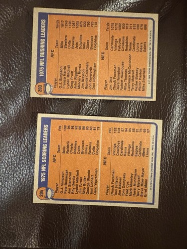 1976 Topps #204 Hi-Grade 1975 Scoring Leaders (O.J. Simpson / Foreman) #203 - Picture 2 of 2