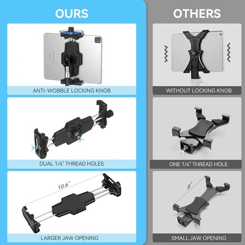 iPad and Phone Tripod Mount Adapter with Ball Head, Holder for Black - Picture 5 of 7