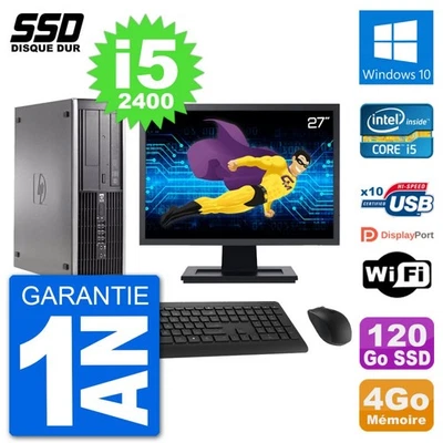 PC HP Compaq 6200 Pro SFF Ecran 27" i5-2400 RAM 4Go SSD 120Go Windows 10 Wifi - Photo 1/3
