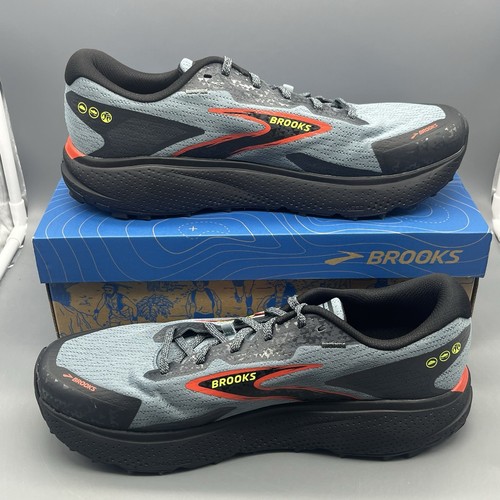 Brooks Divide 5 Men's 11 Grey Red Lime Trail Running Shoes 1104291D004 Tried On - Picture 3 of 17