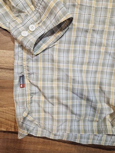 Simms Fishing Shirt Men’s Large Plaid Vented Long Sleeve Nylon Blend Outdoor - Picture 4 of 11