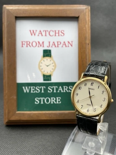 [Excellent] Vintage SEIKO DOLCE 5E21-0010 Gold Round Quartz Men's Watch JAPAN